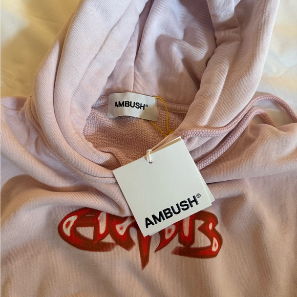 BRAND NEW - AMBUSH Pink Cropped Fitted Hoodie - Picture 3 of 7